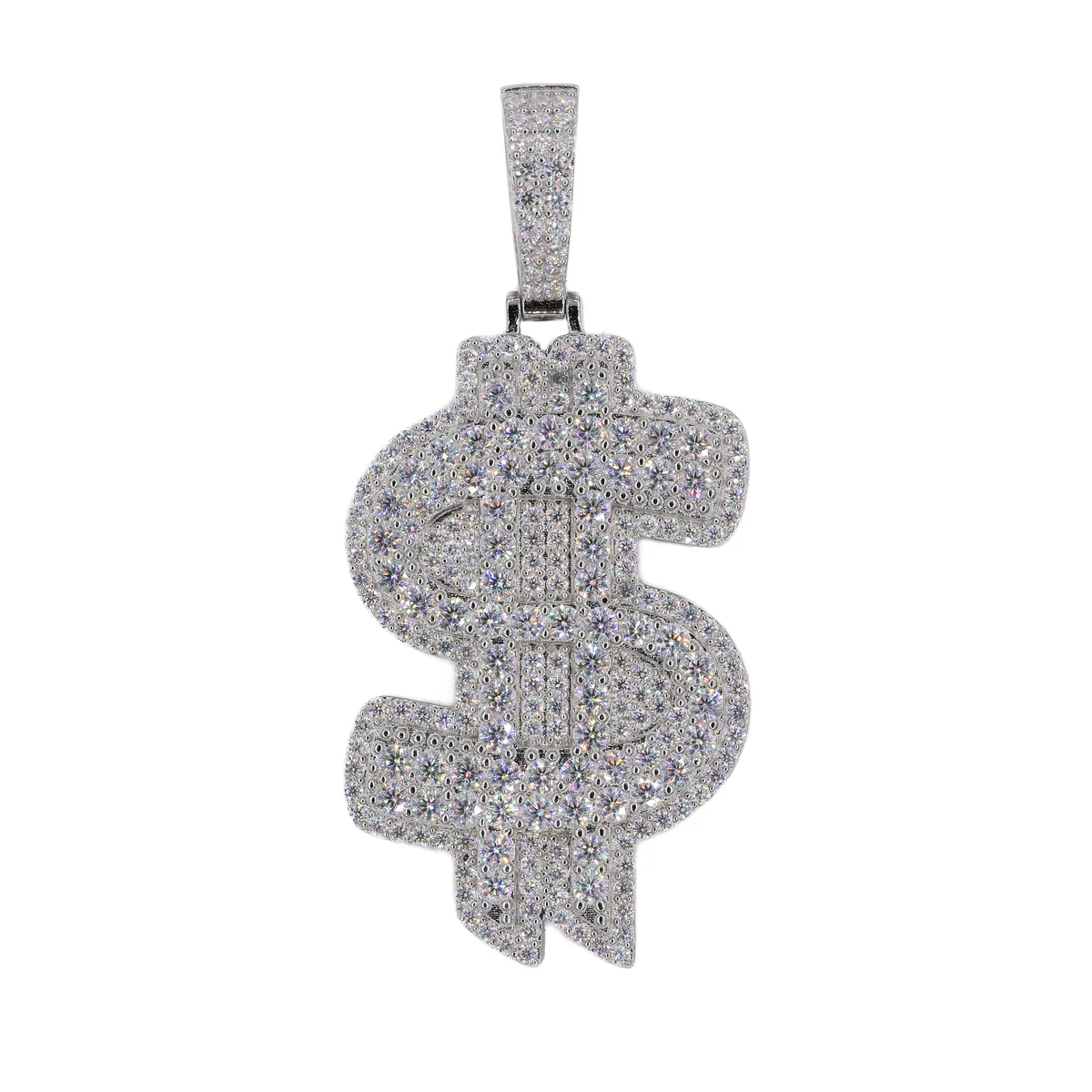 Big Stone Money Sign VVS Moissanite Diamonds Necklace