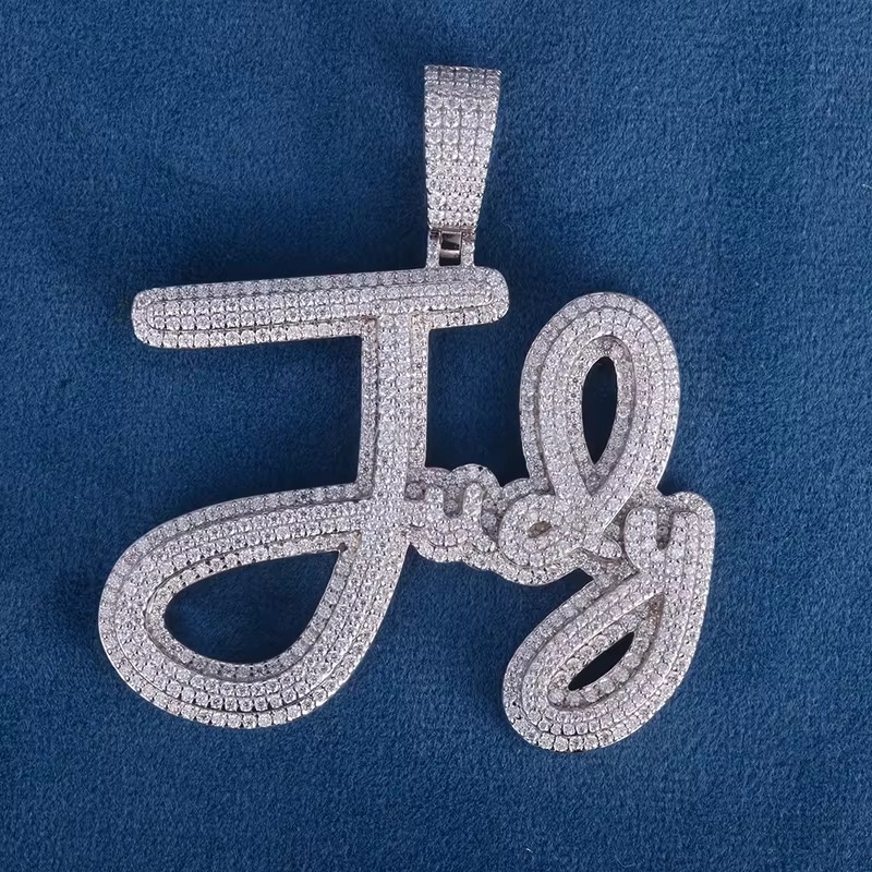 Iced Initial Style VVS Moissanite Diamond Necklace