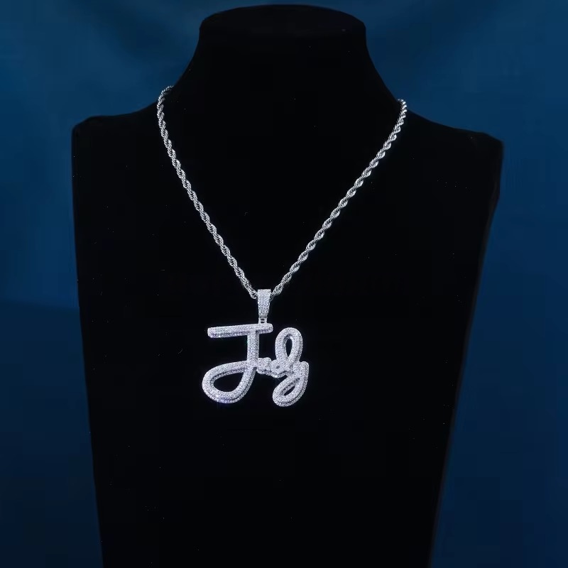 Iced Initial Style VVS Moissanite Diamond Necklace - Image 2