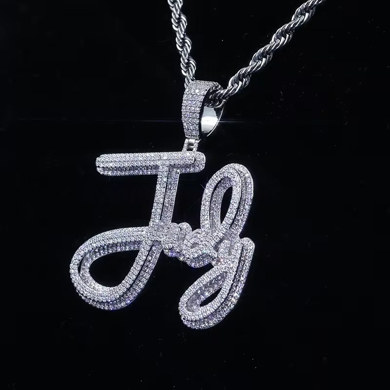 Iced Initial Style VVS Moissanite Diamond Necklace - Image 3